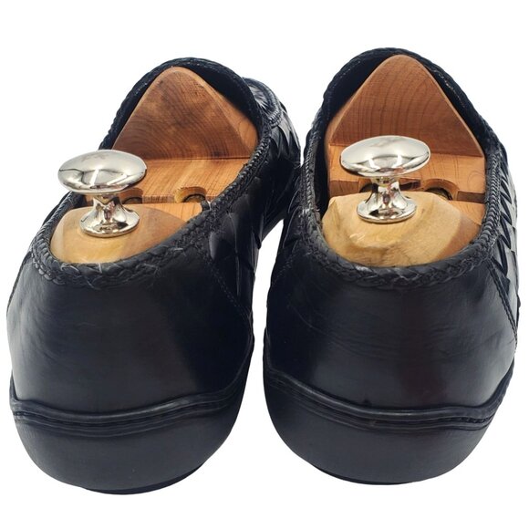 Italy Bragano Cole Haan Men's size 9 Black Woven Leather Loafer Dress Shoes - Picture 4 of 11
